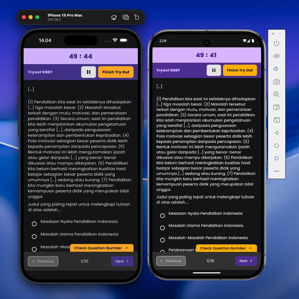 Doing Try Out - Exam Interface